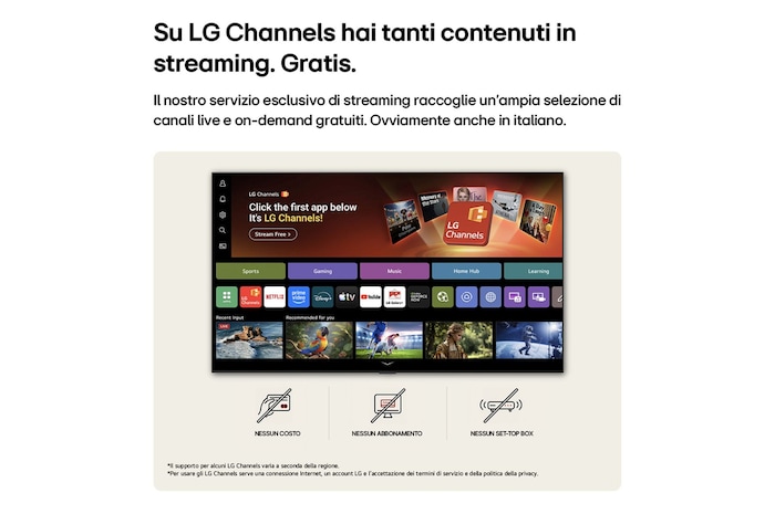 LG Channels con contenuti in streaming TV 65NU900B6LA 2026